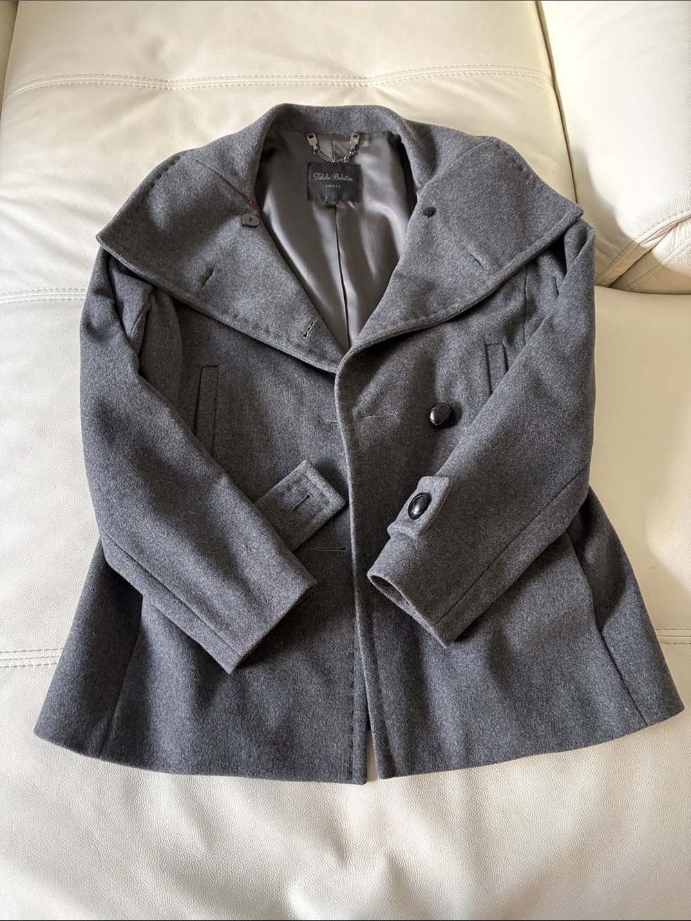 Eddie Bauer Charcoal Gray Wool-Blend Peacoat